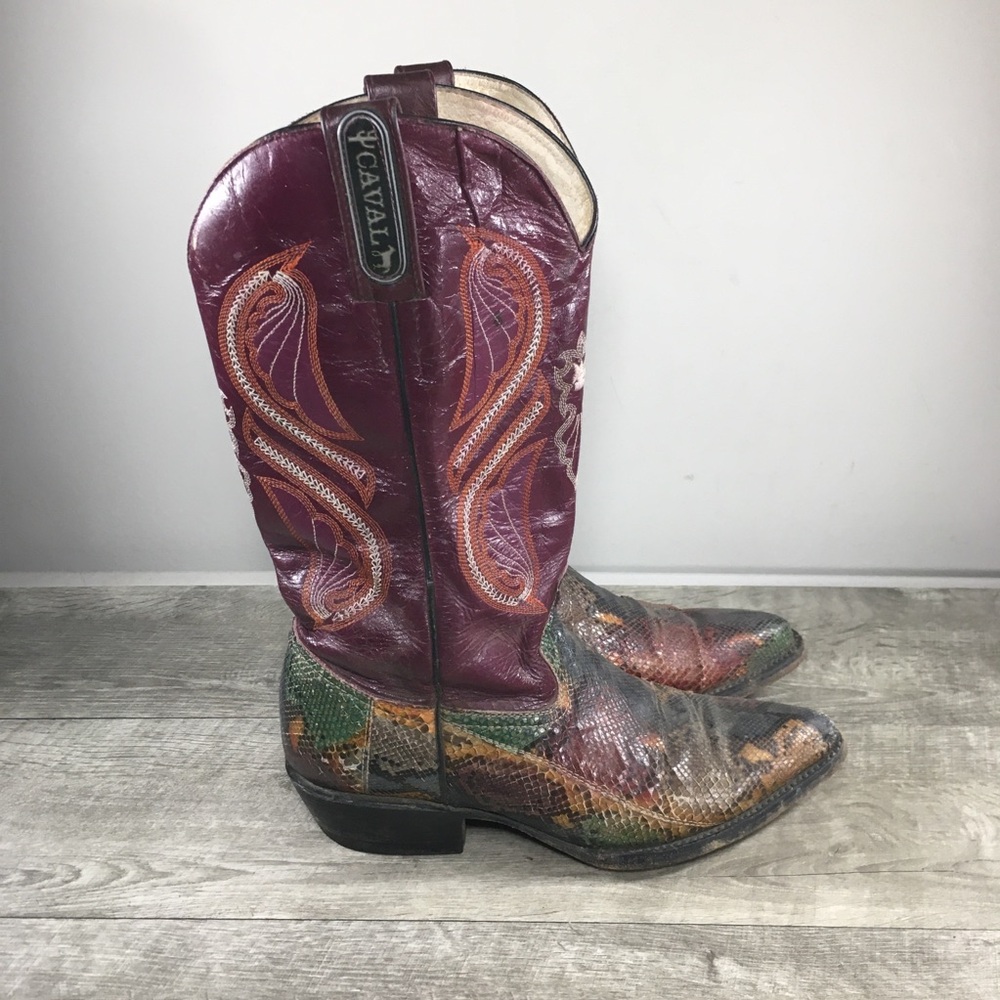 Vintage Caval Men's Snakeskin Snake Skin Leather Cowboy Western Boots Size 8.5